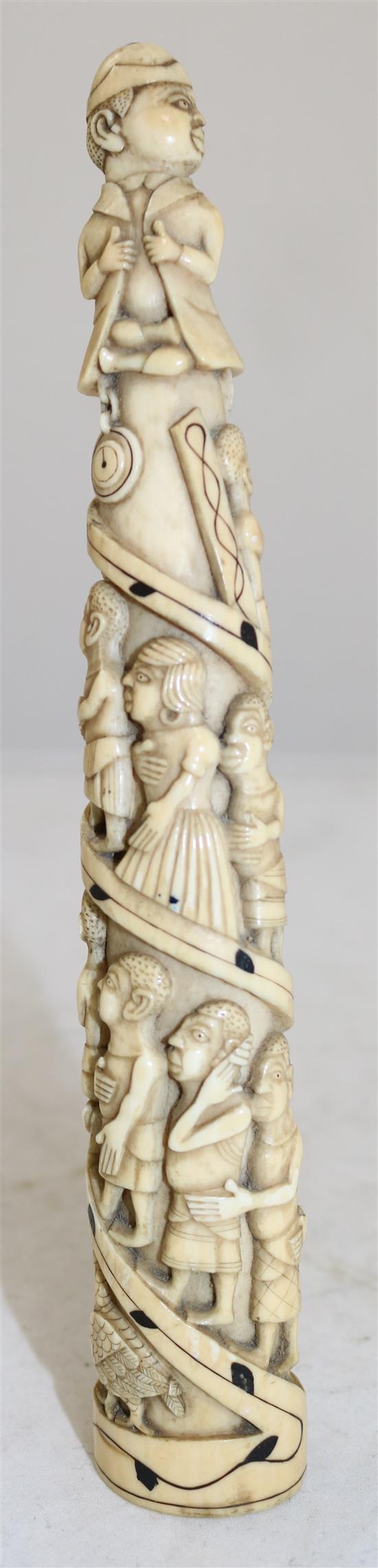 An early 20th century Belgian Congo ivory tusk, 8.5in.